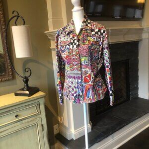 Chico's size 0 (equivalent to US Size 4) colorful abstract jacket